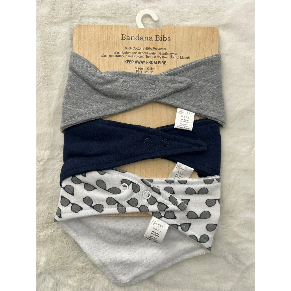 Modern Baby Bandana Bibs 3 Pack Cotton Drool Bib Set Infant Reversible